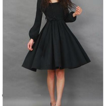 Black Long Sleeve Women's Day Dress..