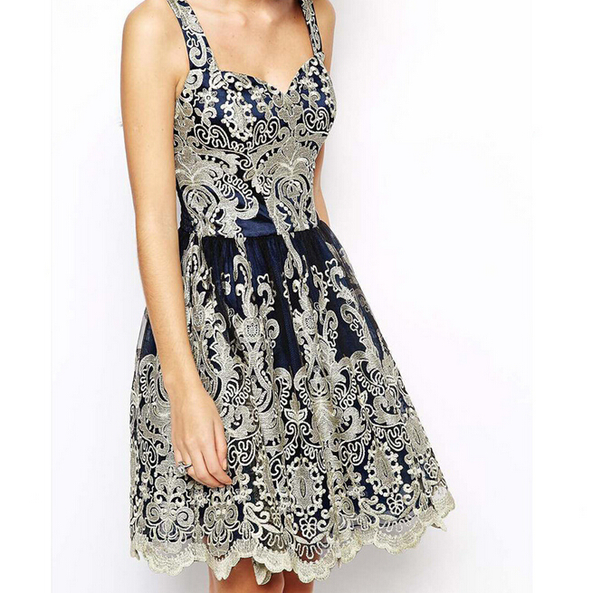 Women's Embroidery V-Neck Party Dress on Luulla
